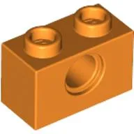 Technic Brick 1 x 2 [1 Pin Hole] / Orange