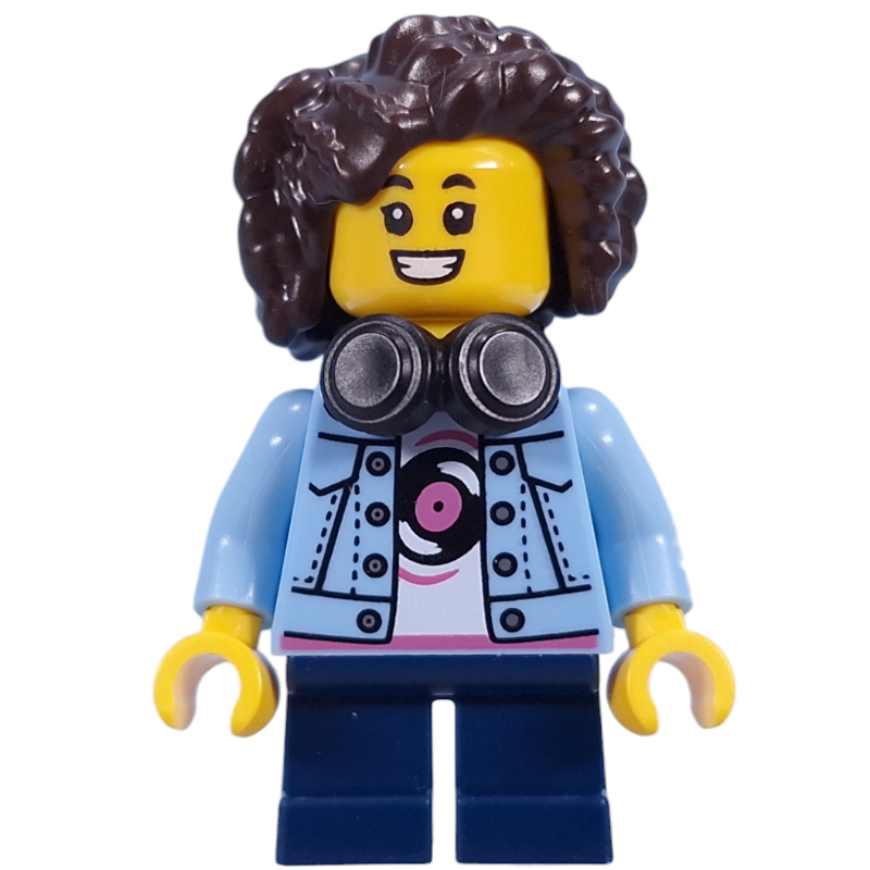 Lego Kid - Bright Light Blue Torso, Dark Blue Legs, Dark Brown Hair