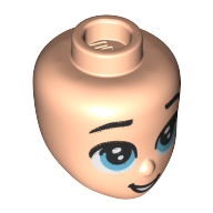 Lego Minidoll Head Medium Blue Eyes, Open Mouth / Light Nougat