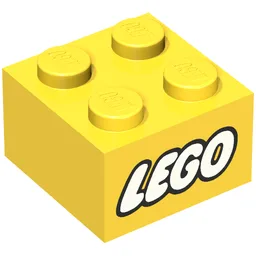 Brick 2 x 2 with LEGO Logo with Closed O White Print