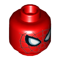 Lego Minifig Head Spider-Man, Large White Eyes, Dark Red Web Print / Red