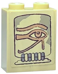 Brick 1 x 2 x 2 with Inside Stud Holder with Eye of Horus Pattern (Sticker) - Set 7327