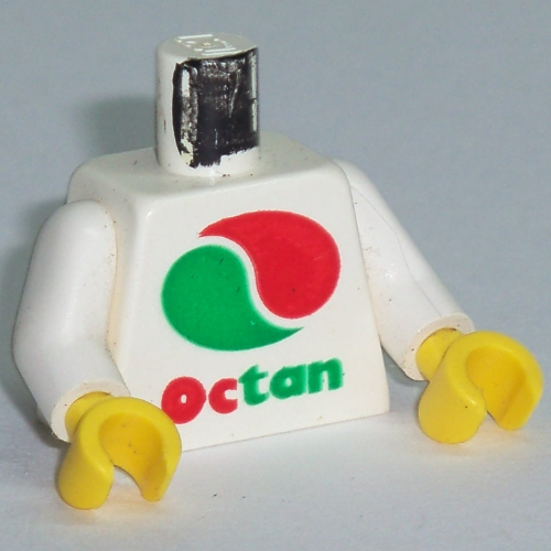 Lego Torso Octan Logo Print, White Arms, Yellow Hands / White