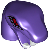 Lego Minifig Head Special, Snake with Short Neck with Red Eyes, Open Mouth with White Fangs Print (Chop'rai) / Dark Purple