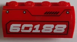 Slope, Curved 2 x 4 x 1 1/3 with 4 Recessed Studs with White '60188' Pattern Model Right Side (Sticker) - Set 60188