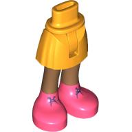 Lego Minidoll Hips and Short Skirt with Medium Nougat Legs, Coral Boots, Dark Blue Laces print [Thin Hinge] / Bright Light Orange