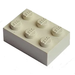 Modulex Brick 2 x 3 with LEGO on Studs / Modulex White