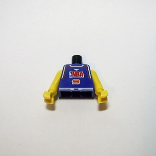 Lego Torso Basketball Jersey, NBA Logo and '9' Print, Long One Piece Arms Yellow (NBA) / Violet