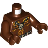 Torso Bare Chest with Skull Necklace and Body Paint Print, Reddish Brown Arms and Hands / Reddish Brown