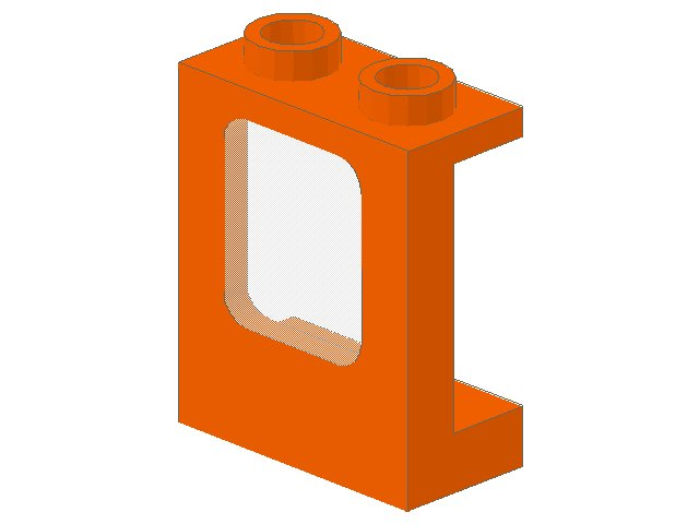 Lego Window 1 x 2 x 2 Plane, Single Top Hole and Double Bottom Holes for Glass with Trans-Clear Glass (2377 / 4862)