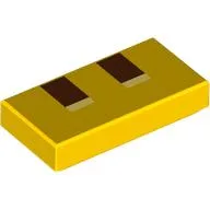 Tile 1 x 2 with Pixelated Reddish Brown Nostrils Print / Yellow