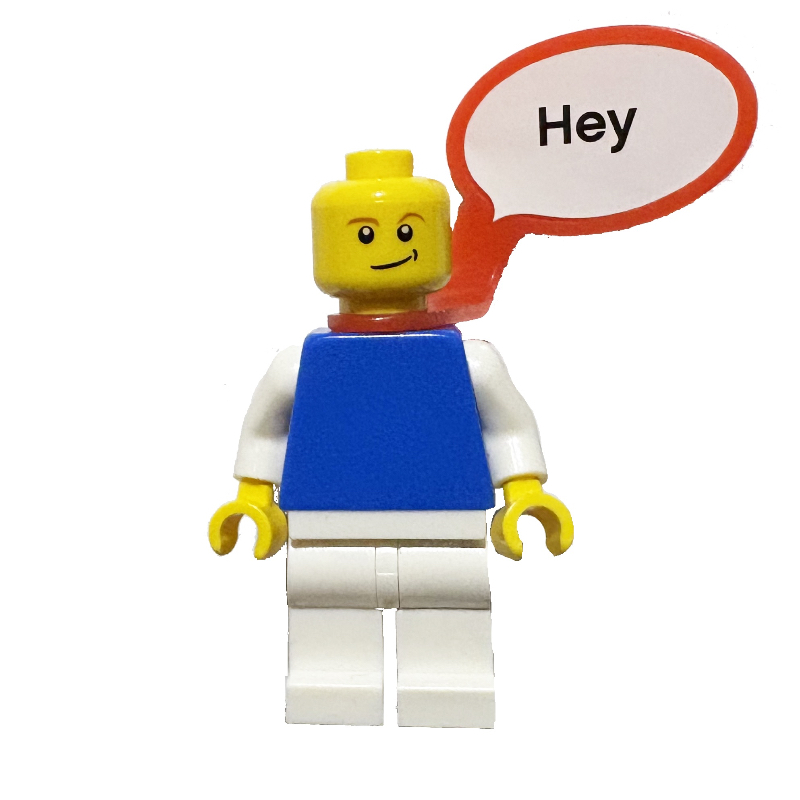 Lego Blue Torso, White Legs, Red Speech Bubble