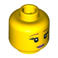 Lego Minifig Head Fairy, Brown Eyebrows, Eyelashes, Pink Lips and White Flower Print [Blocked Open Stud] / Yellow