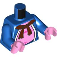 Lego Torso, Robe, Bare Chest, Dark Red Scarf print, Blue Arms, Bright Pink Hands / Blue