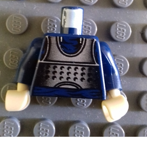 Lego Torso Armor Silver Print (Bib Fortuna), Dark Blue Arms, Tan Hands / Dark Blue
