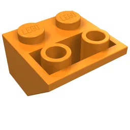 Brick Sloped Inverted 45° 2 x 2 [Ovoid Bottom Pin, Bar-sized Stud Holes] / Orange