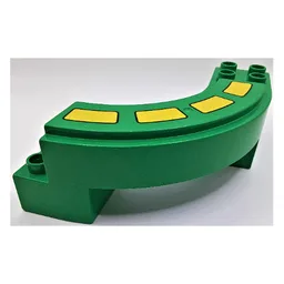 Duplo Road Section, Curve with Yellow Stripes Print / Green