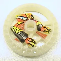 Technic Disc 5 x 5 Notched, Flame with Robot Print / Glow In Dark Opaque