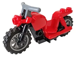 Motorcycle Cruiser with Black Frame, Flat Silver Wheels, and Dark Bluish Gray Handlebars