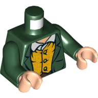Lego Torso Jacket and Yellow Waistcoat Print, Dark Green Arms, Light Nougat Hands / Dark Green