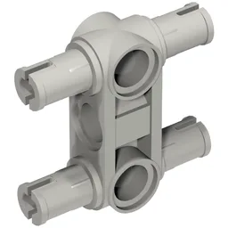 Technic Pin Connector Hub Perpendicular 3L with 4 Pins (Squared Holes) / Light Bluish Gray