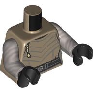 Lego Torso, Silver Chest Plates, Braid, Black Belt print, Flat Silver Arms, Black Hands / Dark Tan