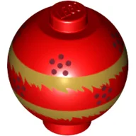 Brick Round 2 x 2 Sphere with Stud with Chinese Lampoon Print / Red