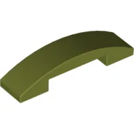 Brick Curved 4 x 1 Double, No Studs / Olive Green