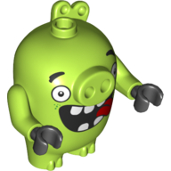 Lego Animal, Pig, Piggy 1 with Tongue Out Print - Lime Arms - Black Hands / Lime