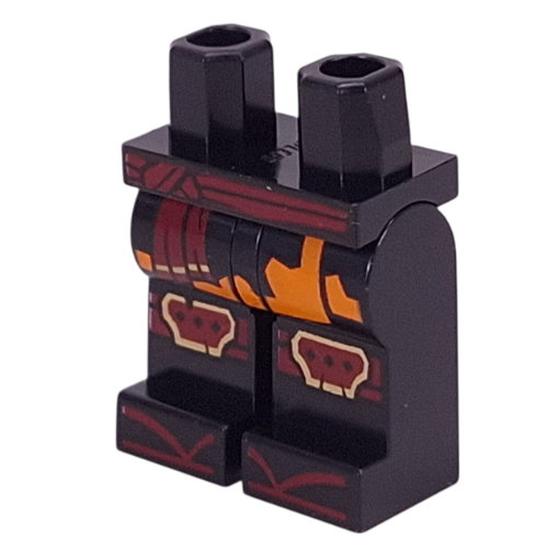 Lego Hips and Black Legs with Dark Red Sash, Knee Pads, Robe Ends, Orange Trim print / Black