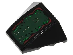 Wedge 4 x 3 Triple Curved No Studs with Dark Green Slime, Dark Brown and Green Lines, Black, Green and White Dots Pattern (Sticker) - Set 76207