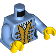 Lego Torso Jacket with Gold Clasps and Gold Waistcoat Print, Medium Blue Arms, Yellow Hands / Medium Blue