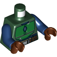 Lego Torso Armor, Green Chestplate, and Belt with Pouches Print, Dark Blue Arms, Reddish Brown Hands / Dark Green