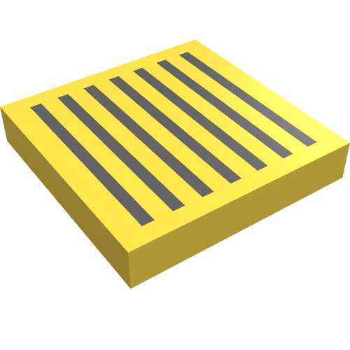 Lego Tile 2 x 2 with Grill Black Print / Yellow