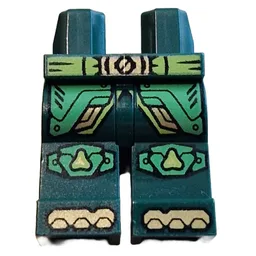 Hips and Dark Green Legs with Lime Belt, Gold Belt Buckle, Toes, Bright Green Robe Ends, Knee Pads Print