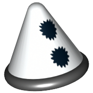 Lego Hat, Cone with Black Band and Pom Poms Print / White