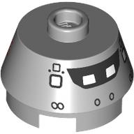 Lego Brick Round 2 x 2 Truncated Cone with Cockpit print / Light Bluish Gray