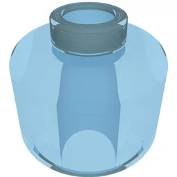 Minifig Head [Plain] [Vented Stud - 2 Holes] / Trans-Light Blue