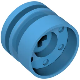 Wheel 18mm x 14mm with Axle Hole, Fake Bolts and Shallow Spokes / Dark Azure