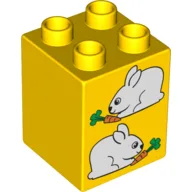 Duplo Brick 2 x 2 x 2 with Two Rabbits Print