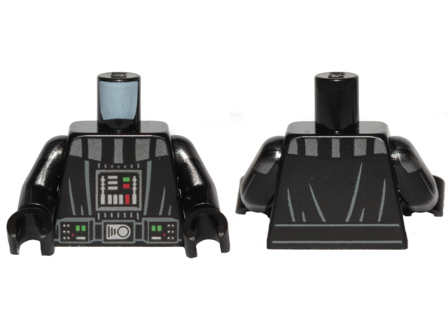 Lego Torso SW Darth Vader Armor, Robe and Back Pattern / Black Arms with Silver Armor and Stripes Pattern / Black Hands