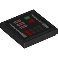 Tile 2 x 2 with Red/Green Buttons, Control Panel Print / Black