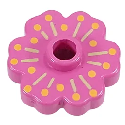Plant, Flower 2 x 2 Rounded with Med Green Radiating Lines and Med Orange Dots (Pistil) Print
