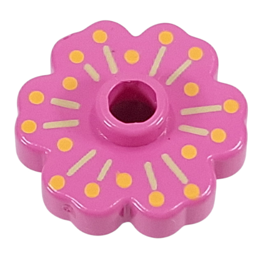 Lego Plant, Flower 2 x 2 - Rounded with Med Green Radiating Lines and Med Orange Dots (Pistil) Print