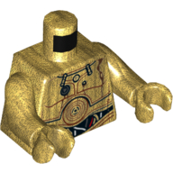 Lego Torso Droid Plates, Red and White Wires, Oil Stains and Silver Robot Limiter Print (C-3PO), Pearl Gold Arms and Hands / Pearl Gold