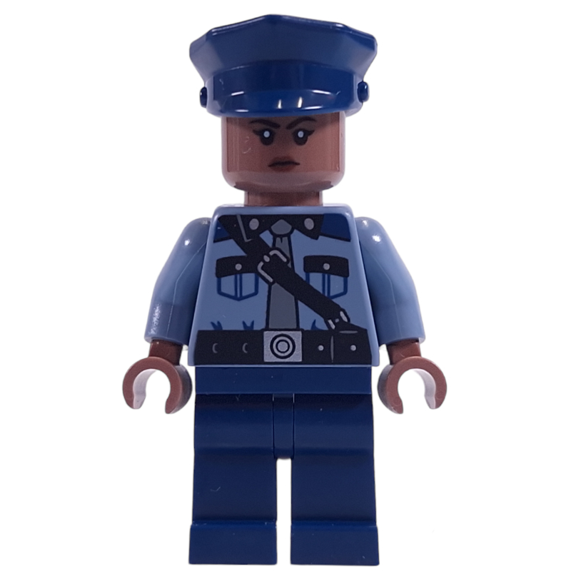 Lego Guard, Sand Blue Torso, Dark Blue Legs, Dark Blue Cap, Medium Brown Head