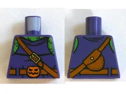 Torso Bright Green Chest, Shoulder Strap, Belt with Pumpkin Buckle, Pouch on Back Pattern (Green Goblin) / Dark Purple