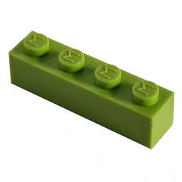 Modulex Brick 1 x 4 with M on Stud / Modulex Pastel Green