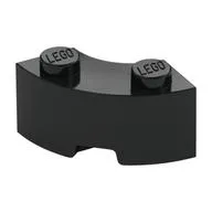 Brick Round Corner 2 x 2 Macaroni with Stud Notch and Reinforced Underside [New Style] / Black