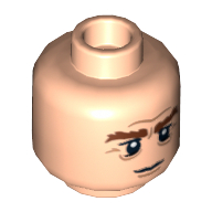 Lego Minifig Head Gimli, Dual Sided, Bushy Brown Eyebrows, Stern / Grimacing Print [Hollow Stud] / Light Nougat